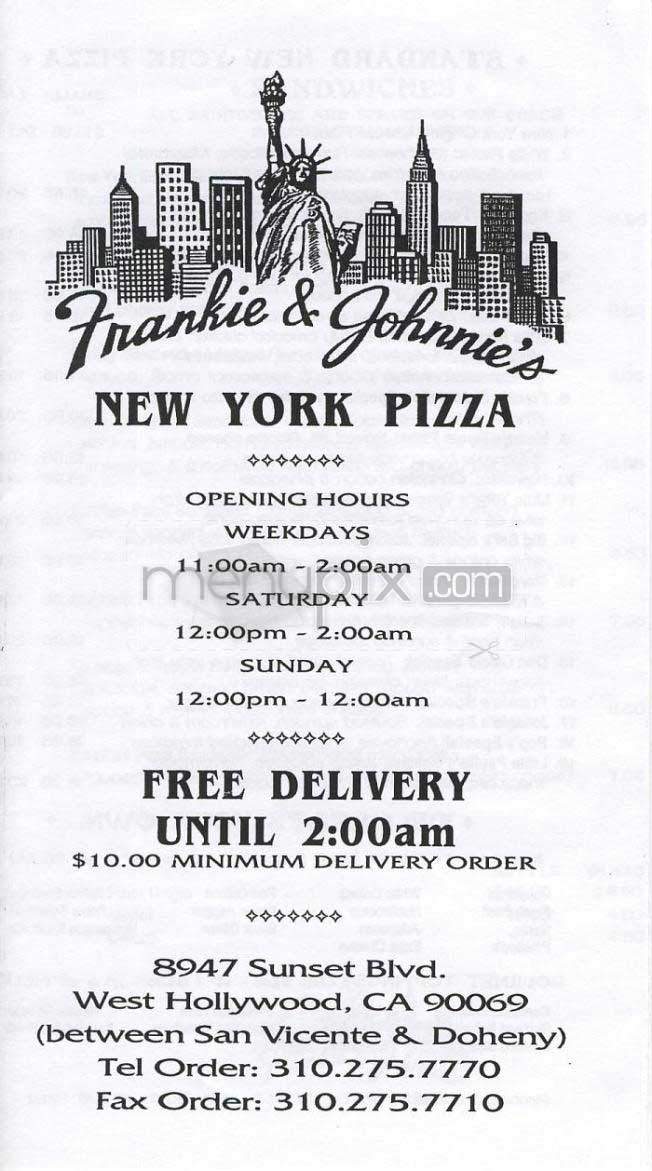 Frankie & Johnnie's - West Hollywood, CA menu_pic