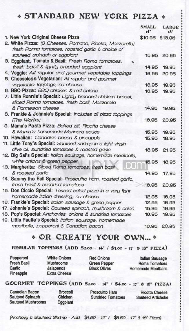 Frankie & Johnnie's - West Hollywood, CA menu_pic
