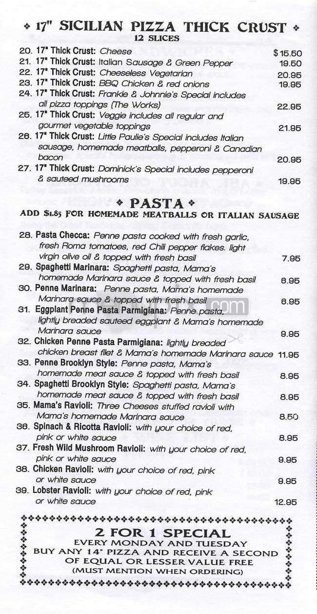 Frankie & Johnnie's - West Hollywood, CA menu_pic
