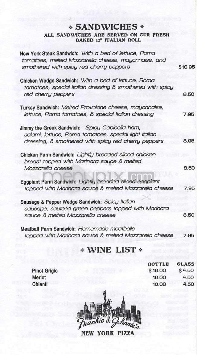 Frankie & Johnnie's - West Hollywood, CA menu_pic