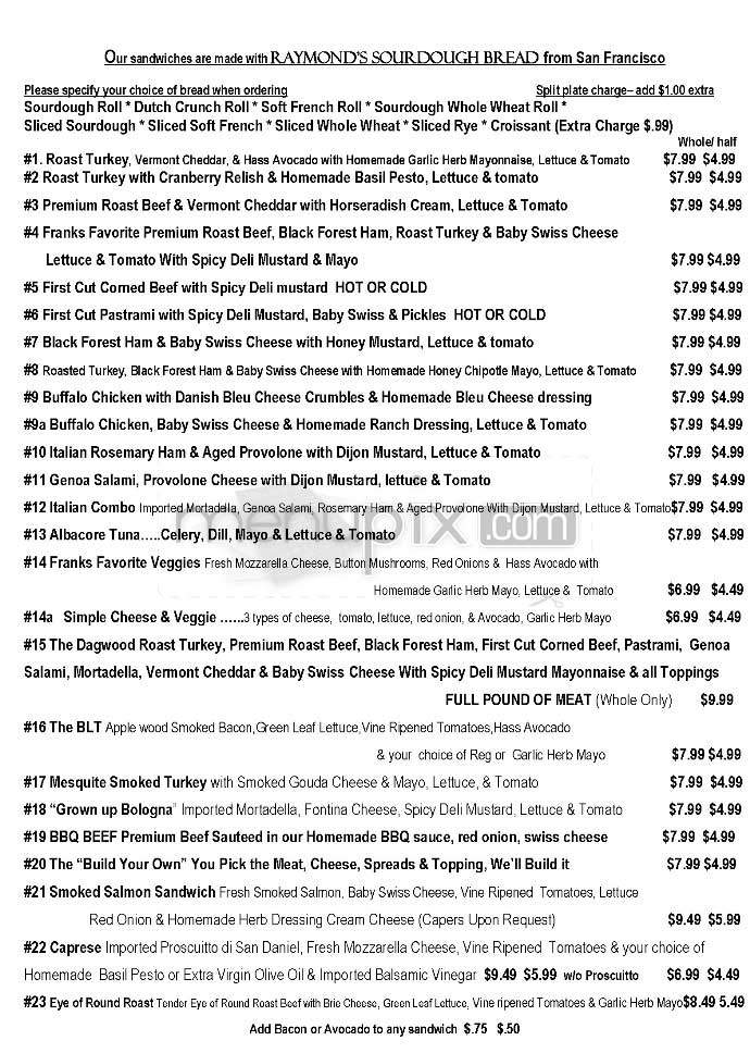 Frank's Famous Kitchen & Bkry - Glendale, CA menu_pic
