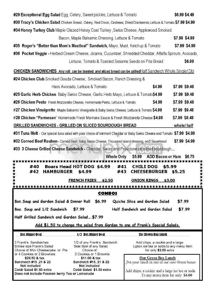 Frank's Famous Kitchen & Bkry - Glendale, CA menu_pic