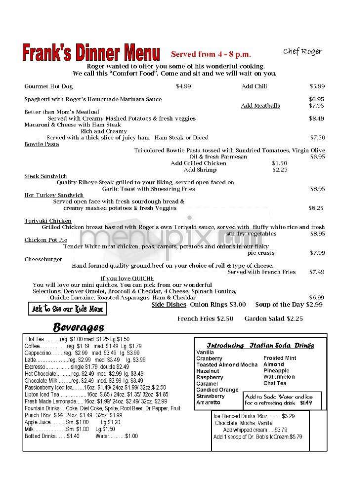 Frank's Famous Kitchen & Bkry - Glendale, CA menu_pic
