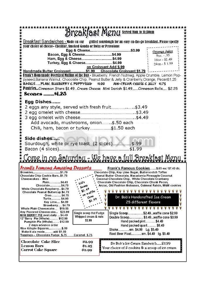 Frank's Famous Kitchen & Bkry - Glendale, CA menu_pic