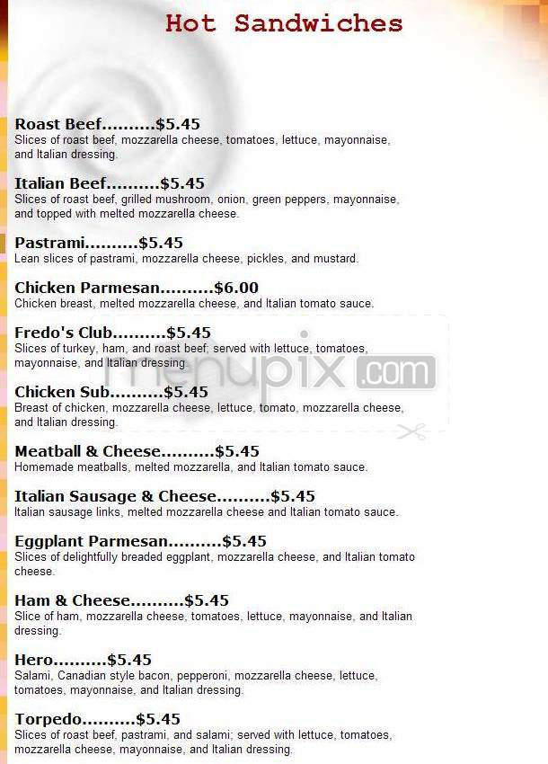 Fredo's Pizzeria - Pasadena, CA menu_pic
