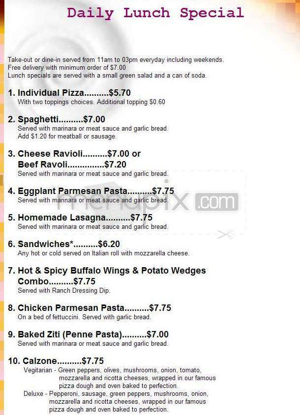 Fredo's Pizzeria - Pasadena, CA menu_pic
