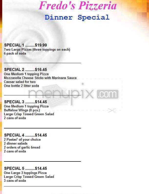 Fredo's Pizzeria - Pasadena, CA menu_pic