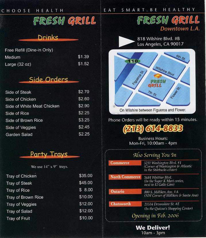 Fresh Grill - Los Angeles, CA menu_pic
