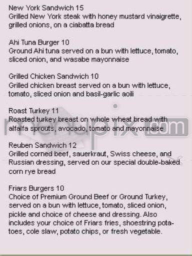 The Friars of Beverly Hills - Beverly Hills, CA menu_pic