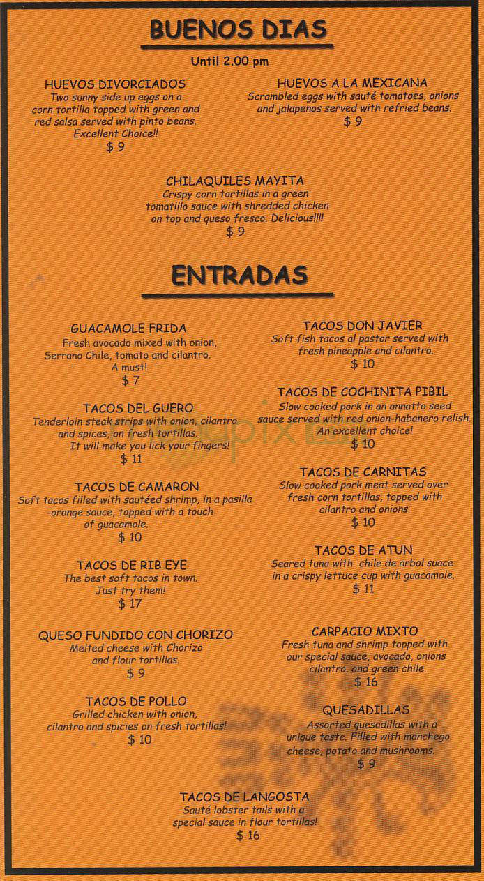 Frida Mexican Cuisine - Beverly Hills, CA menu_pic