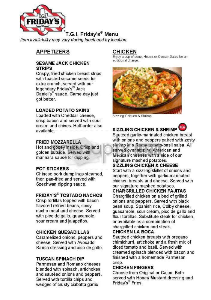 TGI Friday's - Los Angeles, CA menu_pic