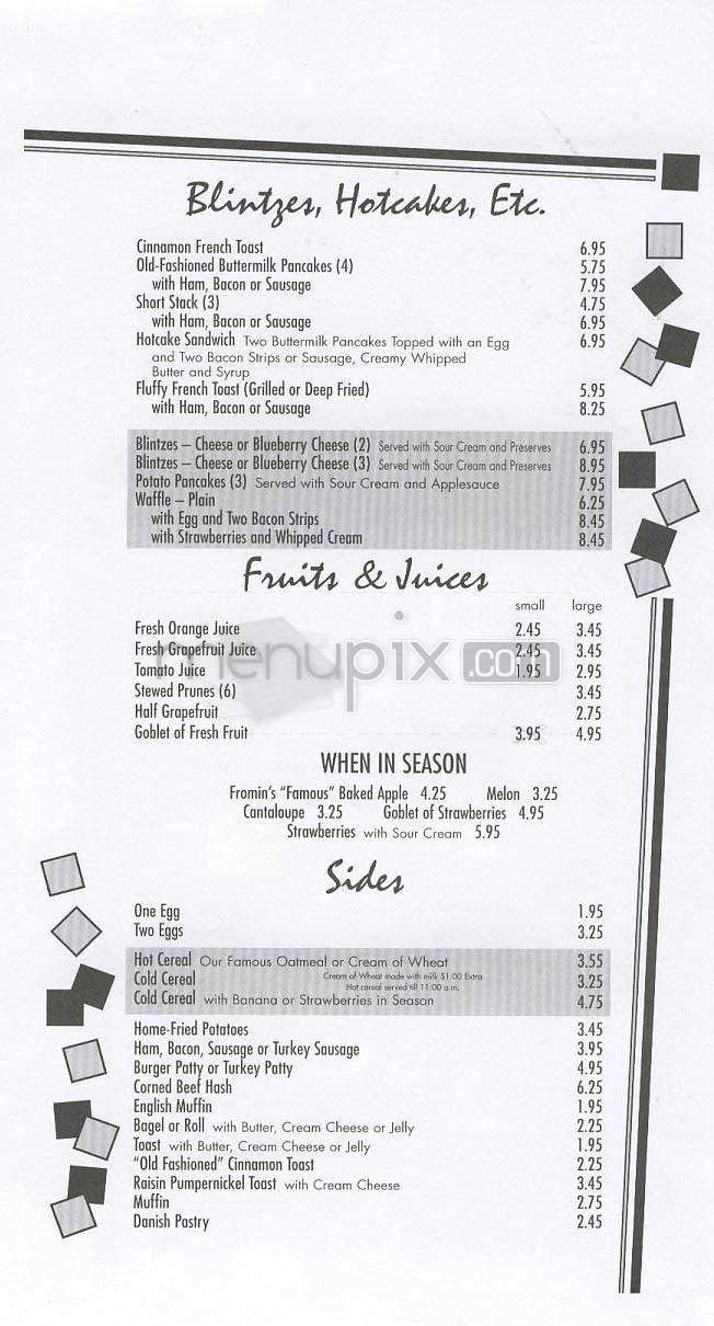 Fromin's - Santa Monica, CA menu_pic
