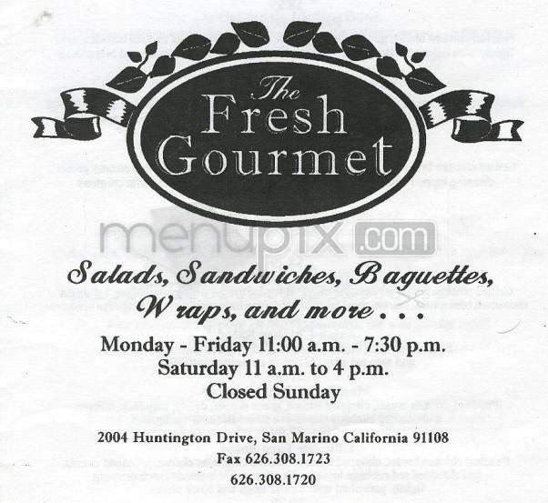 The Fresh Gourmet - San Marino, CA menu_pic