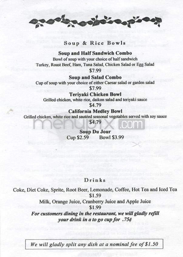 The Fresh Gourmet - San Marino, CA menu_pic
