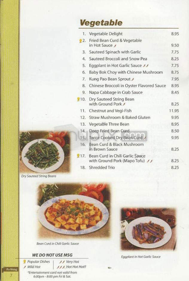Fu-Shing Chinese Restaurant - Pasadena, CA menu_pic