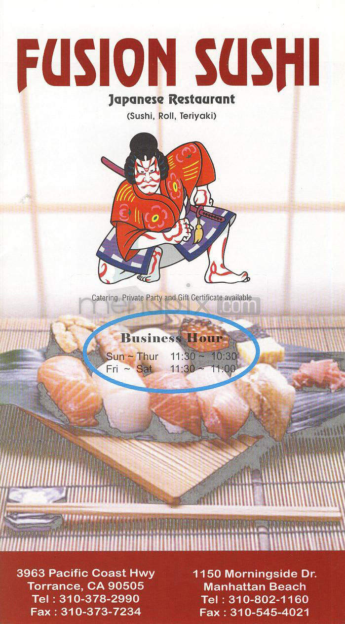 Fusion Sushi - Manhattan Beach, CA menu_pic