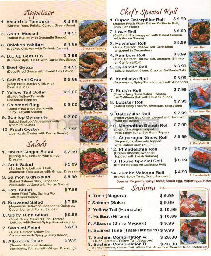 Fusion Sushi - Manhattan Beach, CA menu_pic
