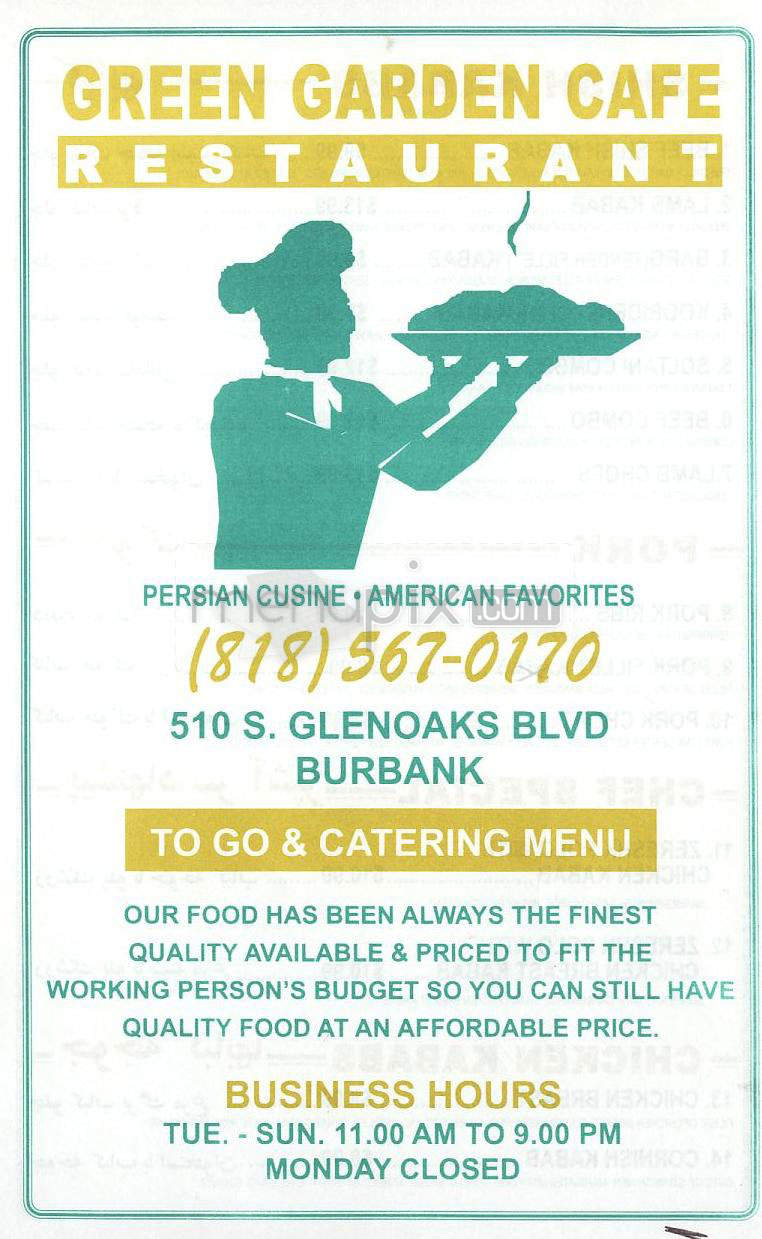 Green Garden Cafe - Burbank, CA menu_pic