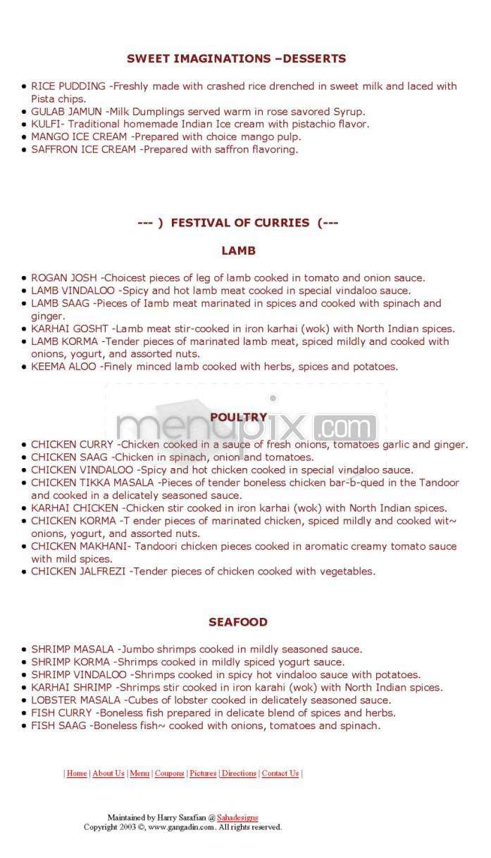 Gangadin Restaurant - Studio City, CA menu_pic