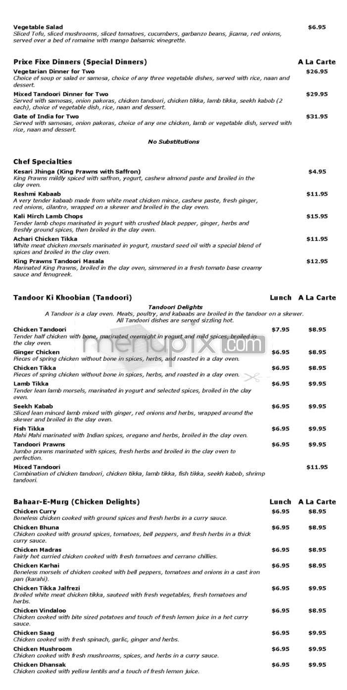 Gate Of India - West Hollywood, CA menu_pic