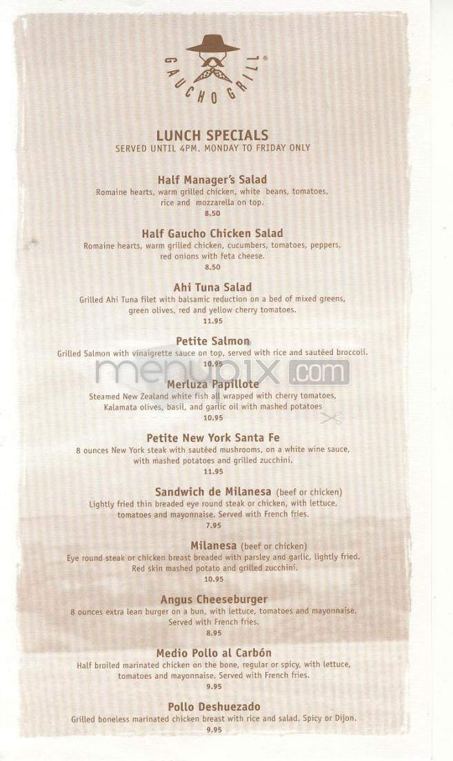 Gaucho Grill - Woodland Hills, CA menu_pic
