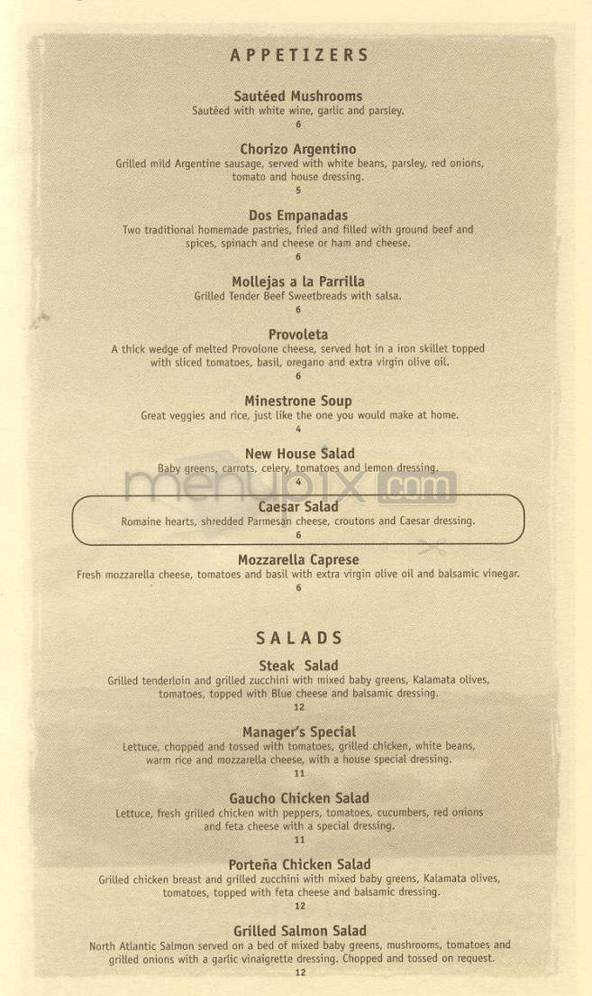 Gaucho Grill - Woodland Hills, CA menu_pic