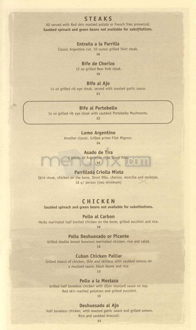 Gaucho Grill - Woodland Hills, CA menu_pic
