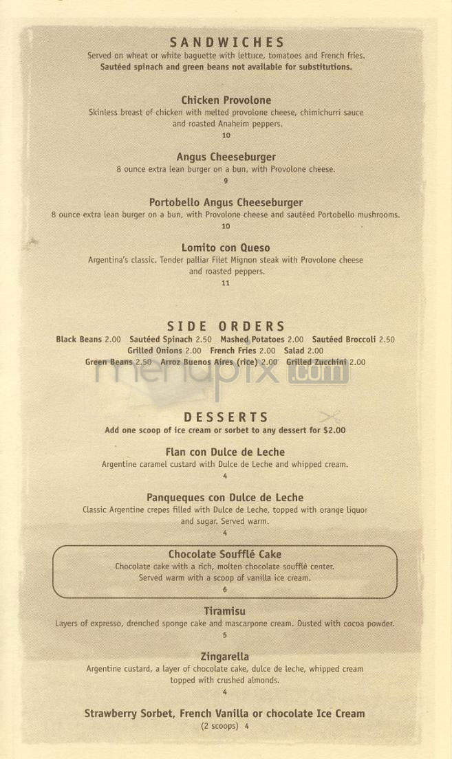 Gaucho Grill - Woodland Hills, CA menu_pic