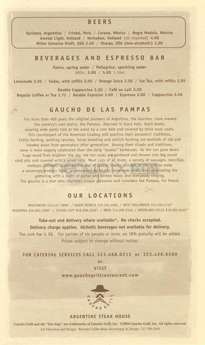 Gaucho Grill - Woodland Hills, CA menu_pic