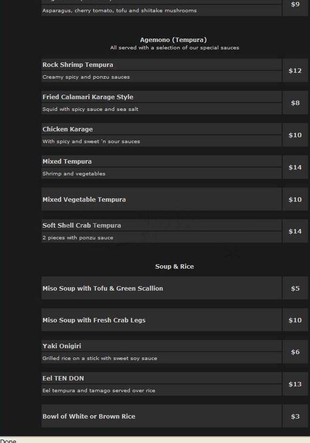 Geisha House - Hollywood, CA menu_pic