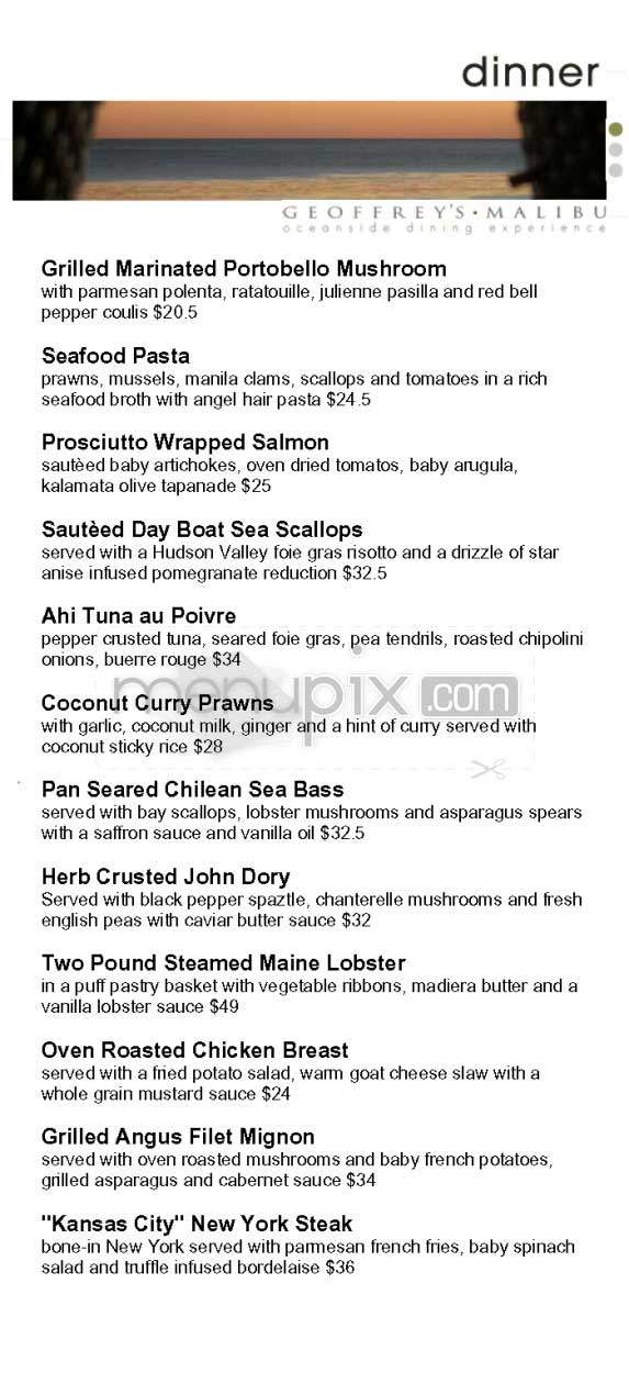 Geoffrey's Malibu - Malibu, CA menu_pic