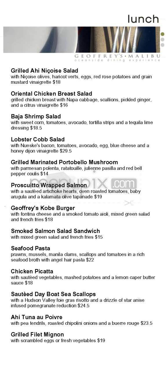 Geoffrey's Malibu - Malibu, CA menu_pic