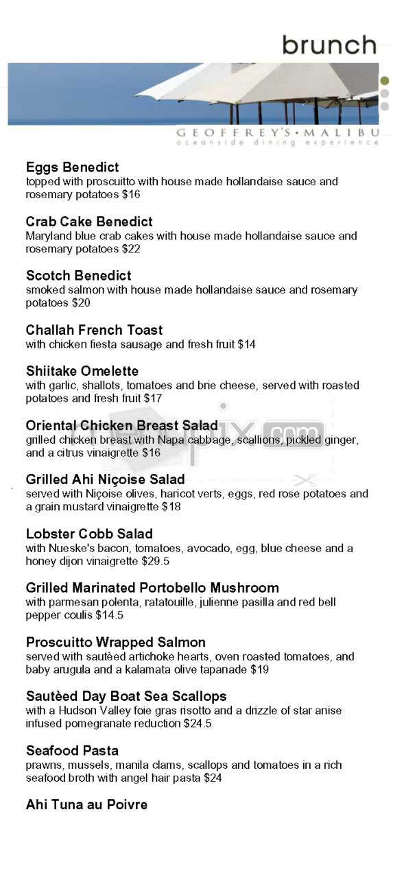 Geoffrey's Malibu - Malibu, CA menu_pic