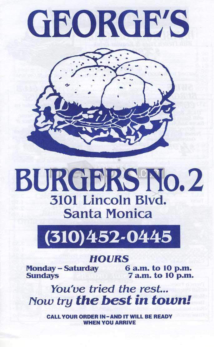 George's Burgers - Santa Monica, CA menu_pic