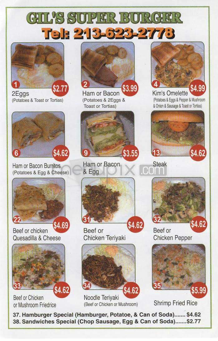 Gil's Super Burger - Los Angeles, CA menu_pic