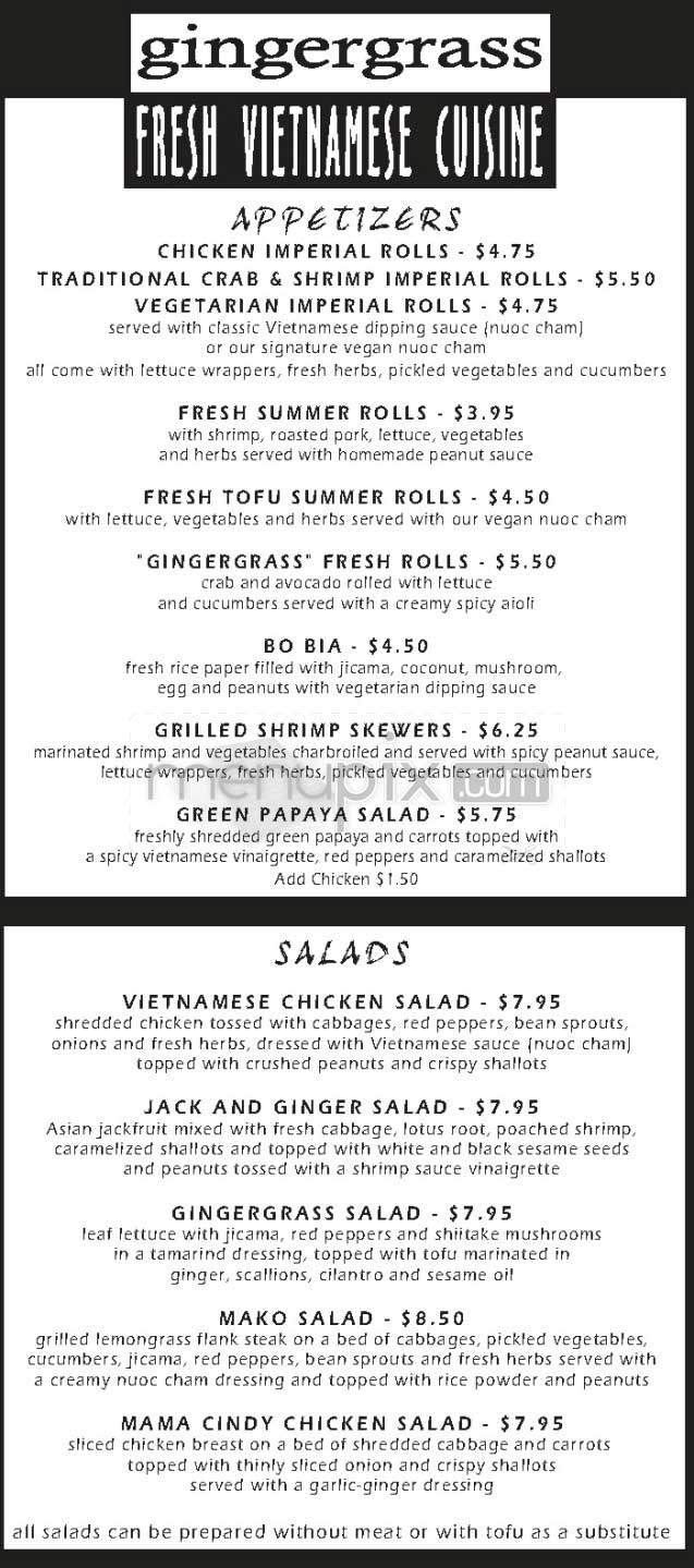 Gingergrass - Los Angeles, CA menu_pic