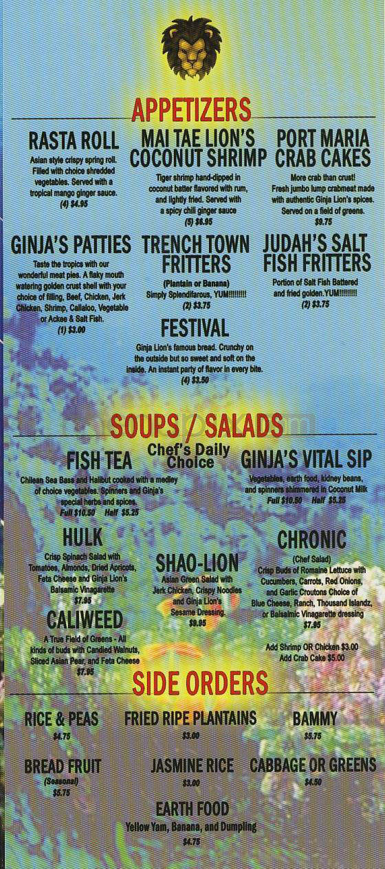 Ginja Lions - Los Angeles, CA menu_pic