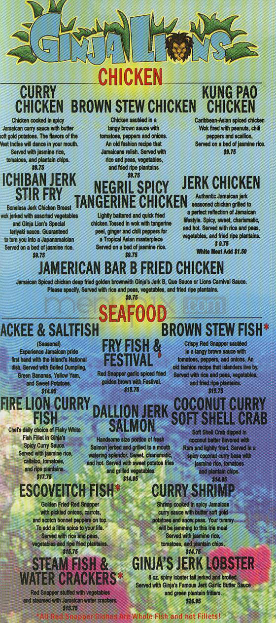 Ginja Lions - Los Angeles, CA menu_pic