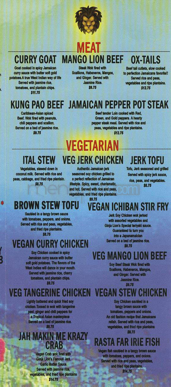 Ginja Lions - Los Angeles, CA menu_pic