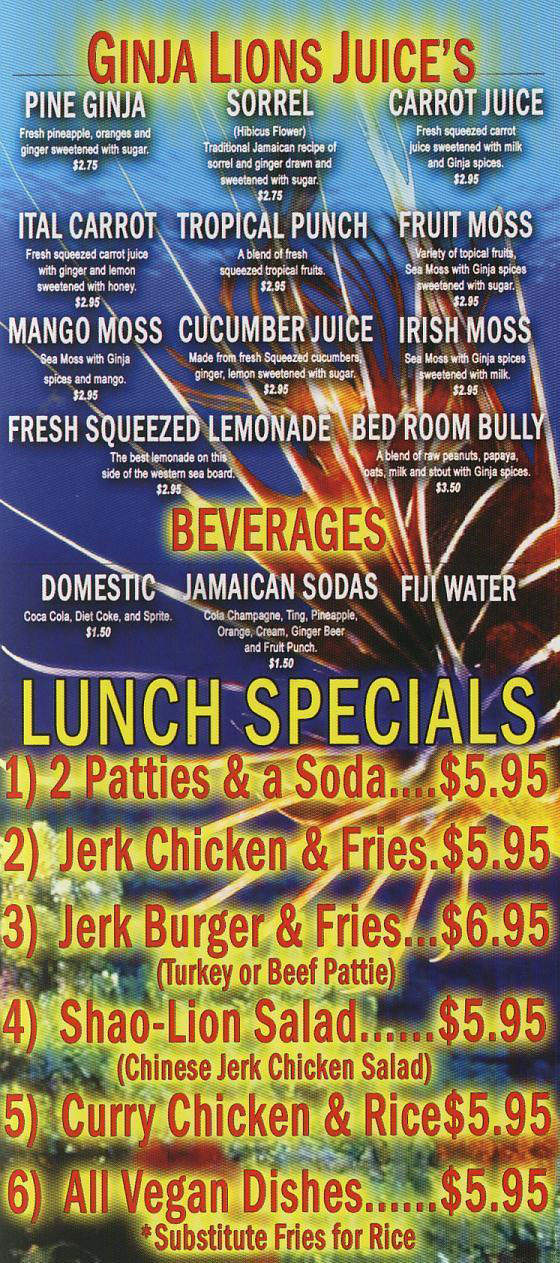 Ginja Lions - Los Angeles, CA menu_pic