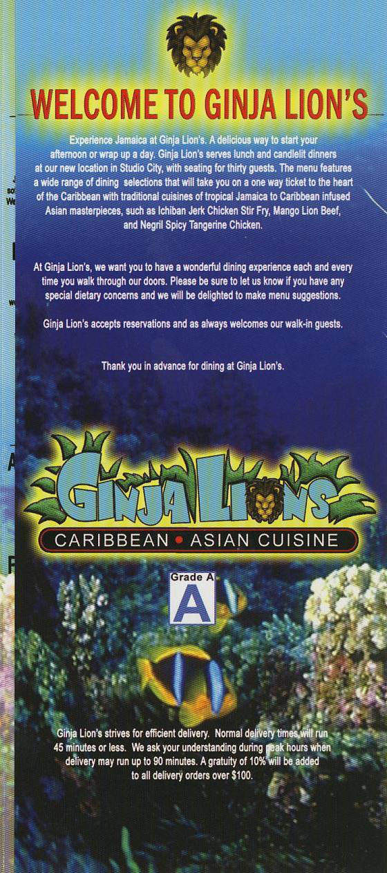 Ginja Lions - Los Angeles, CA menu_pic