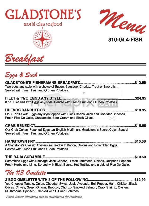 Gladstone Malibu - Pacific Palisades, CA menu_pic