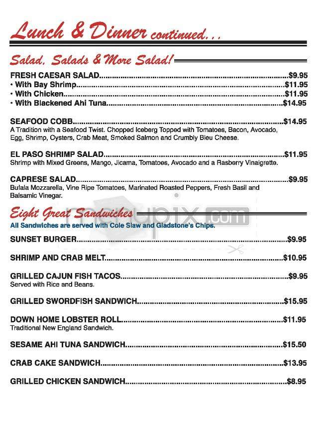 Gladstone Malibu - Pacific Palisades, CA menu_pic