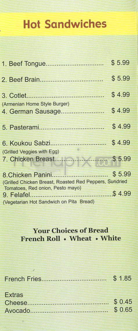 Glendale Cafe - Glendale, CA menu_pic
