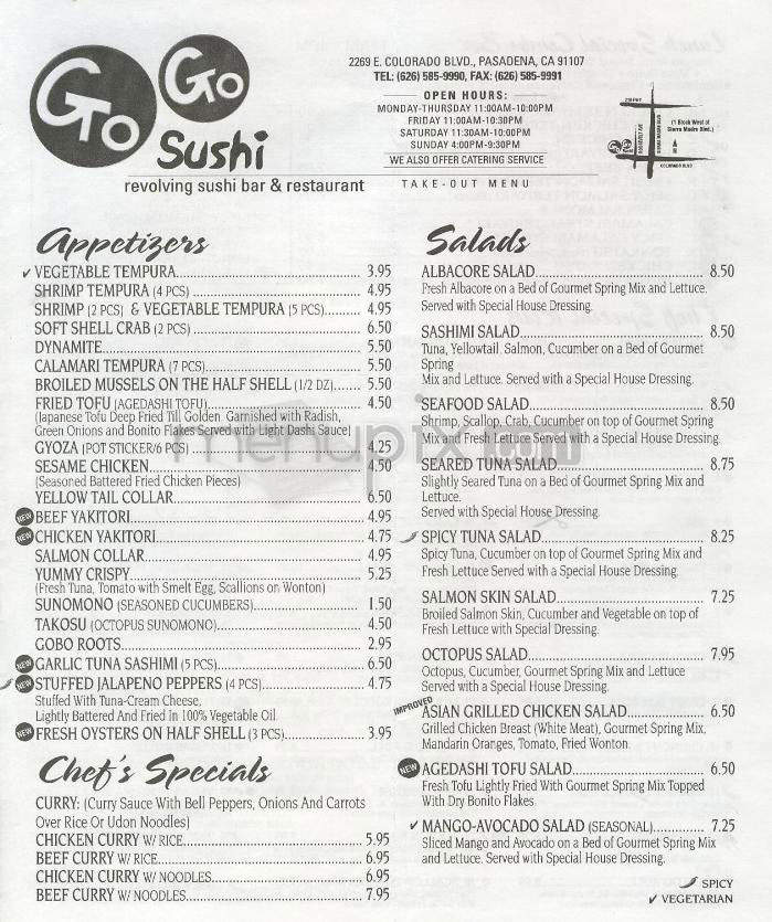Go Go Sushi - Pasadena, CA menu_pic