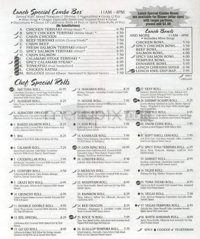 Go Go Sushi - Pasadena, CA menu_pic