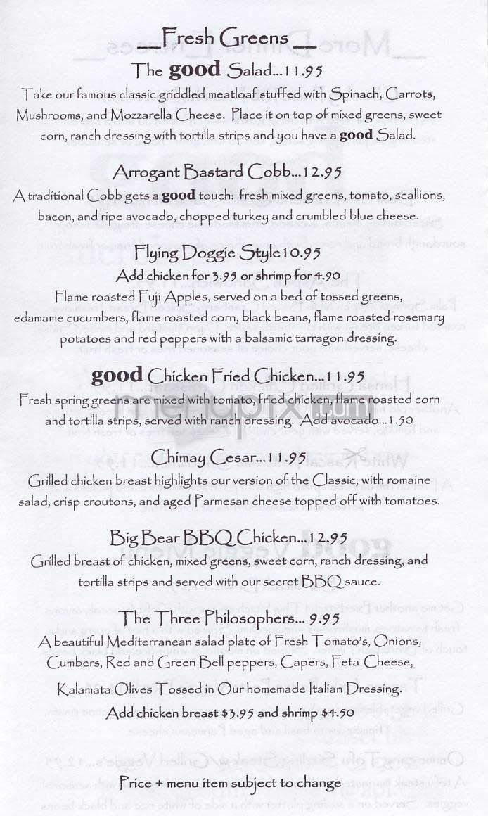Good - Los Angeles, CA menu_pic