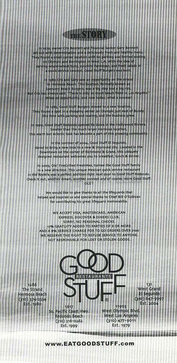 Good Stuff - Redondo Beach, CA menu_pic