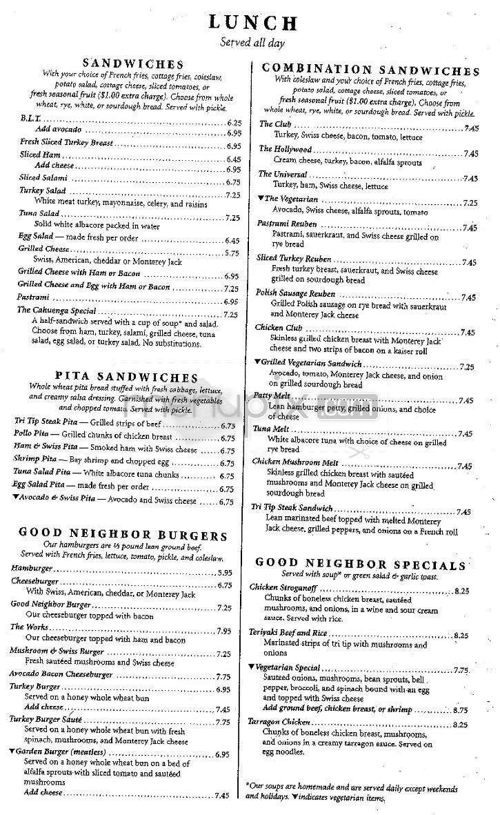 Good Neighbor - Studio City, CA menu_pic
