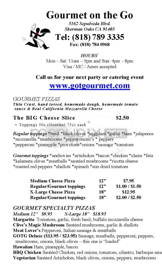 Gourmet On The Go - Sherman Oaks, CA menu_pic